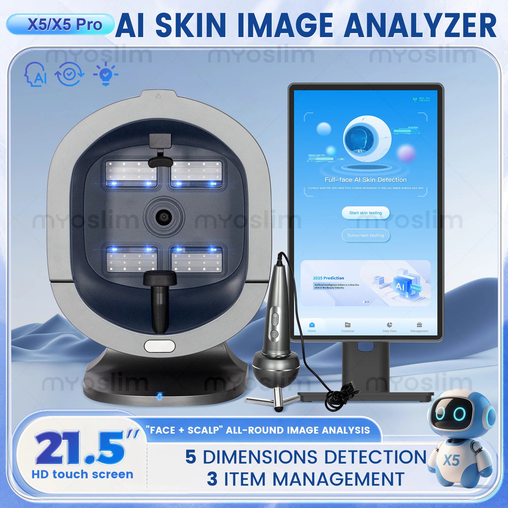 Professional 3D Facial S5 Camera Scanner UV Skin and Hair Analysis Measuring Machine Digital Facial Scanner Skin Analyzer