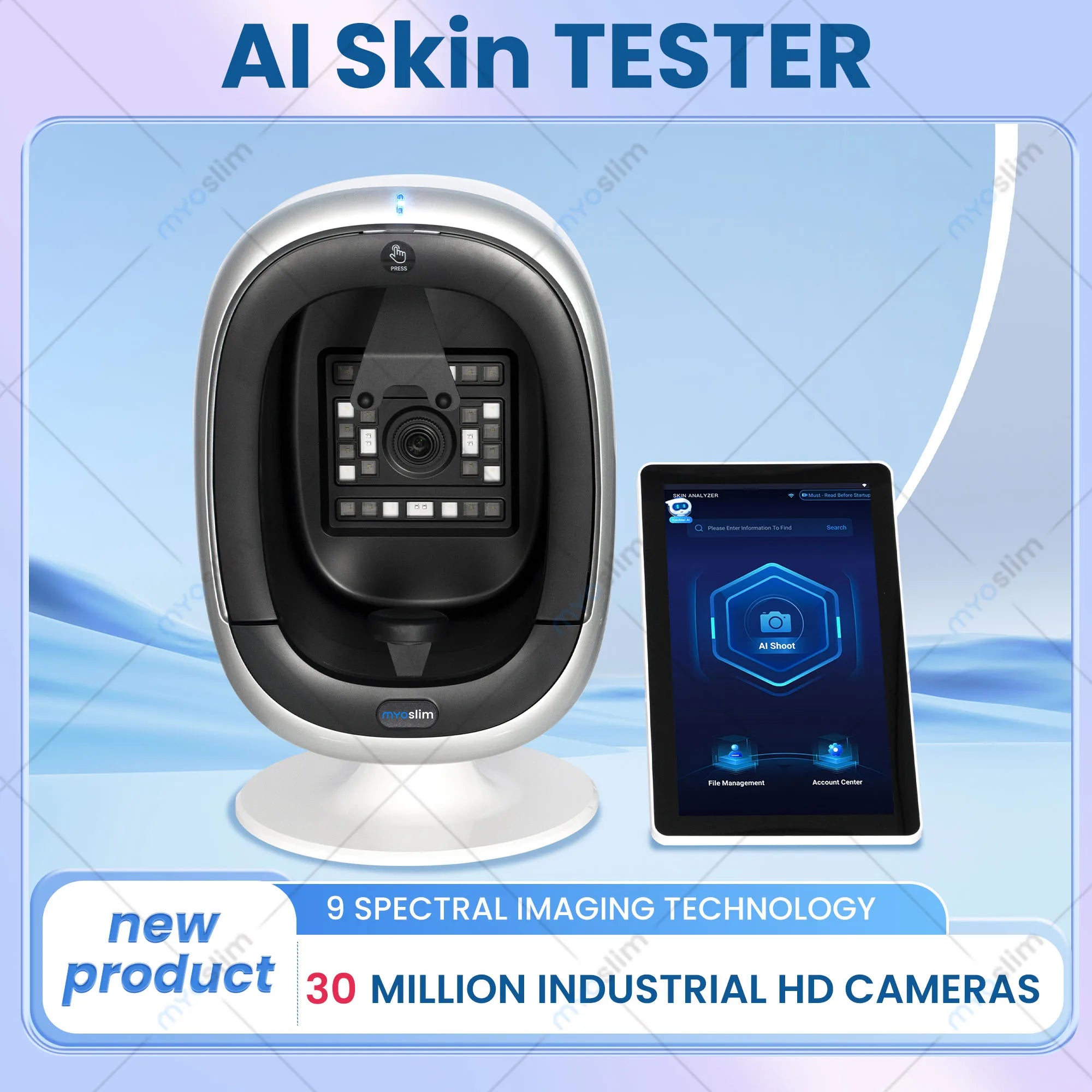 Facial Skin Analysis Machine 15.6inch 12 Million PX Dual Hd Camera AI Technology Three Light To Analyzei Precise Analysis Result