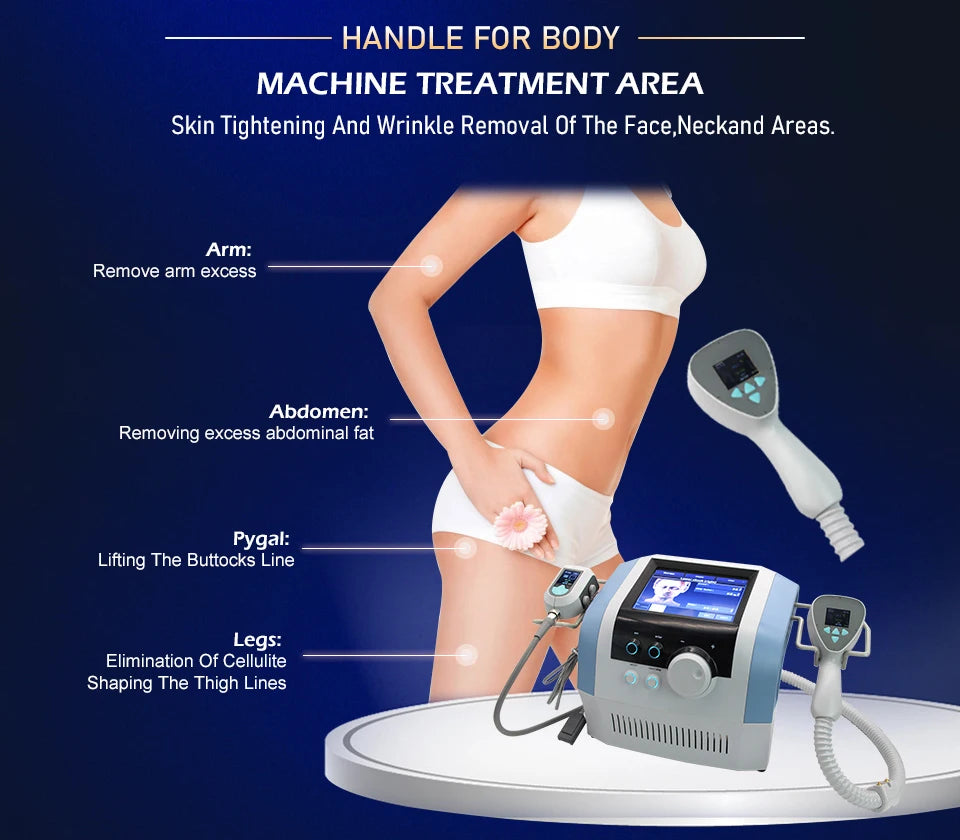2 in 1 RF 360 Fat Reducing Body Contouring Cellulite Reduction Slimming Machine Wrinkle Removal Ultrasonic Face Lift 2 Handles