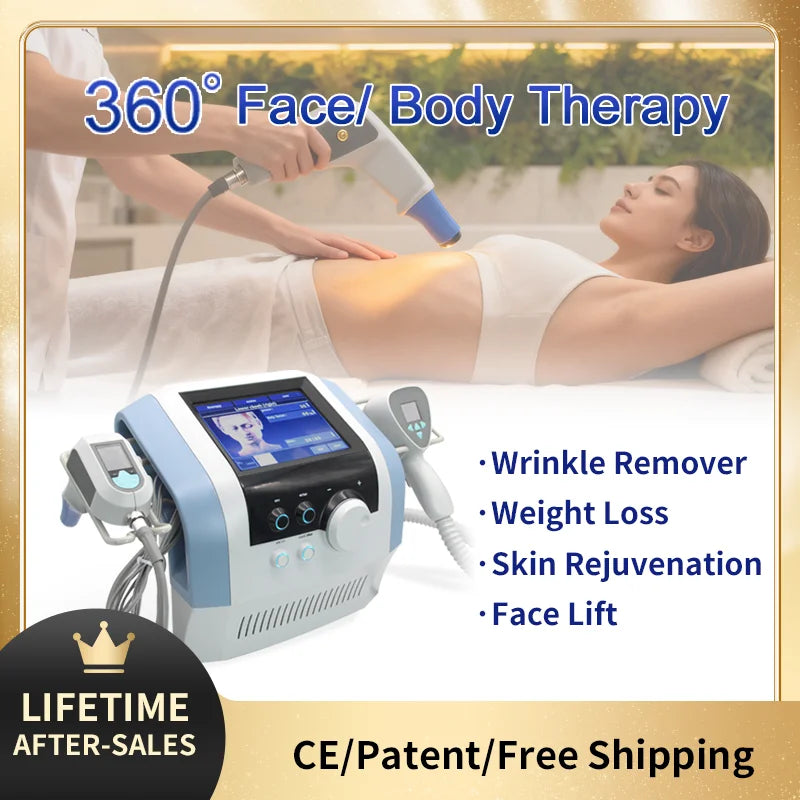 2 in 1 RF 360 Fat Reducing Body Contouring Cellulite Reduction Slimming Machine Wrinkle Removal Ultrasonic Face Lift 2 Handles